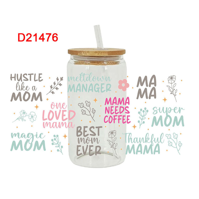 Wholesale Colorful English sentences 16oz Cup UV DTF Wraps