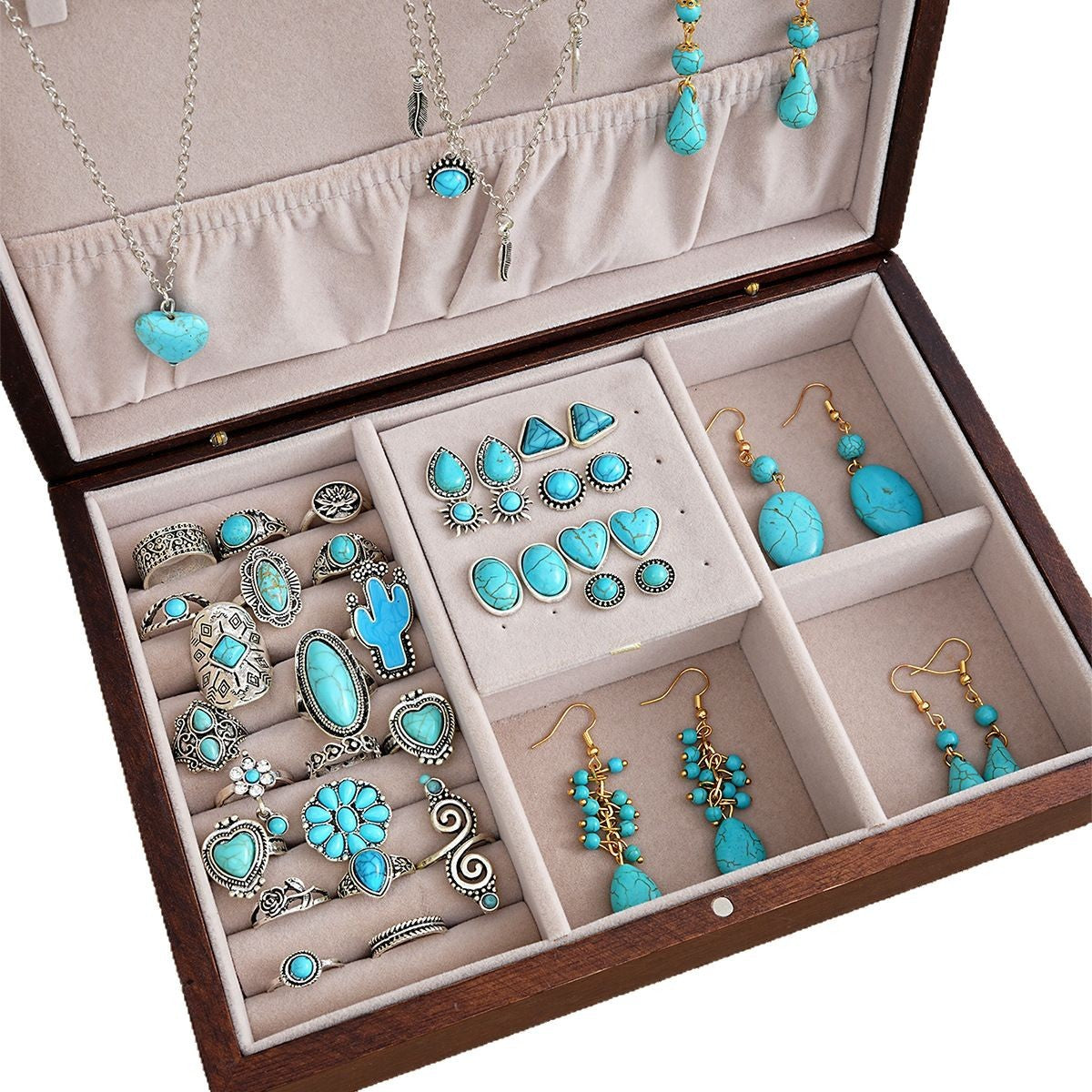 Bohemian Turquoise Jewelry Set Silver