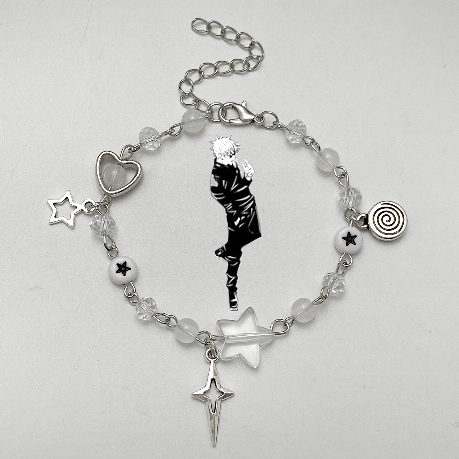 Wholesale Spice Punk Hollow Pentagram  Heart Bracelet