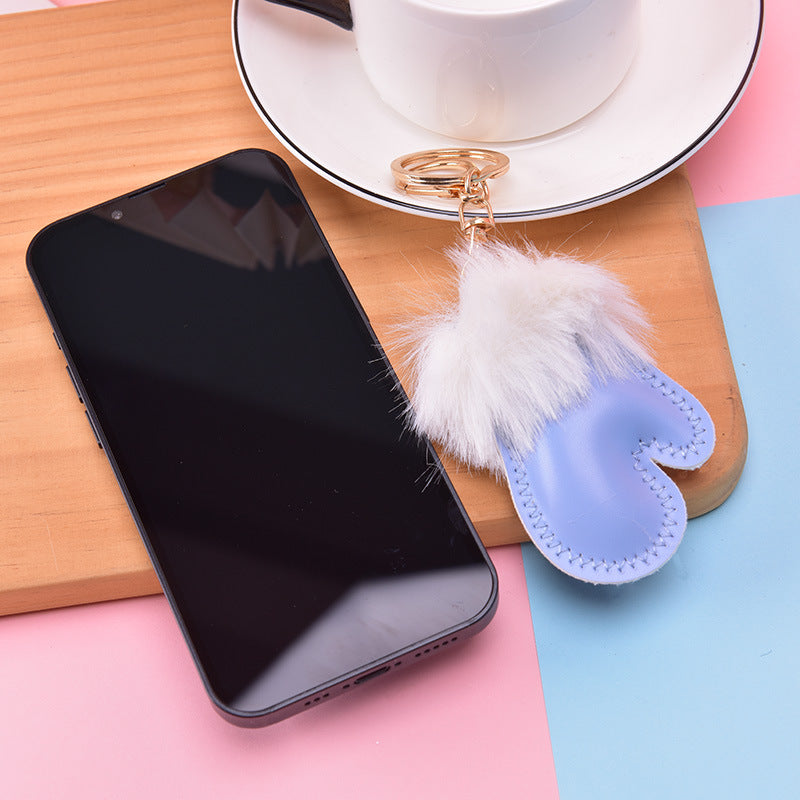 Wholesale Cute Small Handbags, Fur Ball Leather Keychain