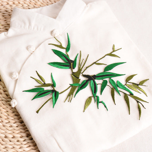 Wholesale Ethnic Bamboo Embroidery Patch Polyester Cotton Adhesive Backing Fashion Accessory For Clothing And Cheongsam Decor