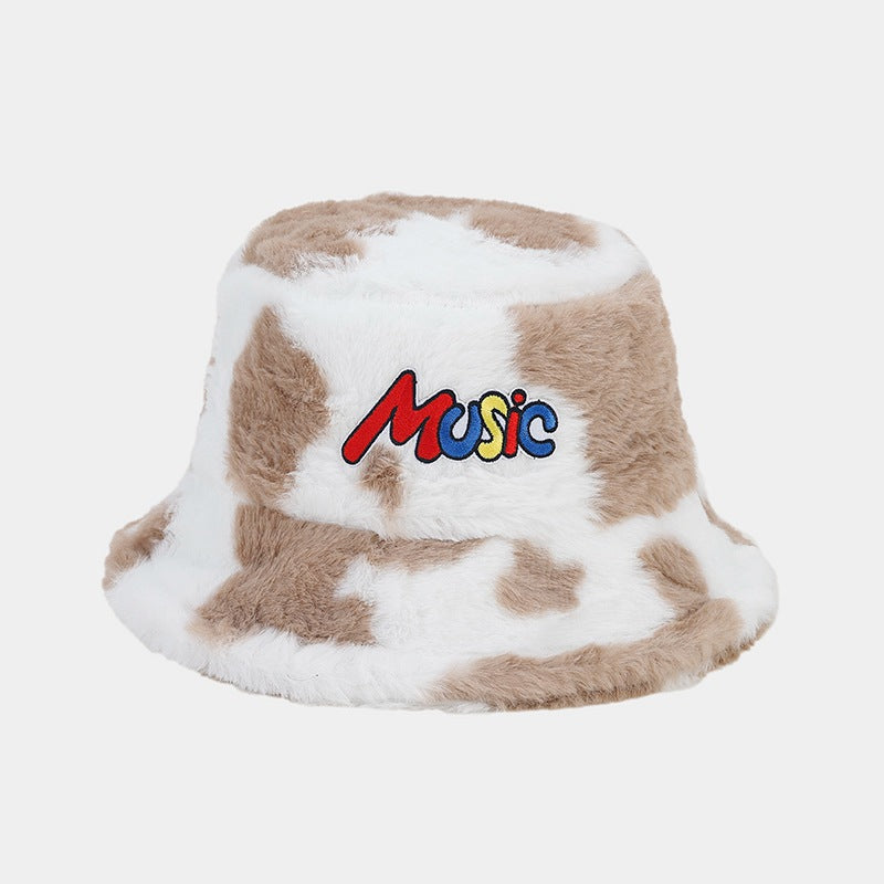 Wholesale Cow Pattern MUSIC Bucket Hat Plush Hat