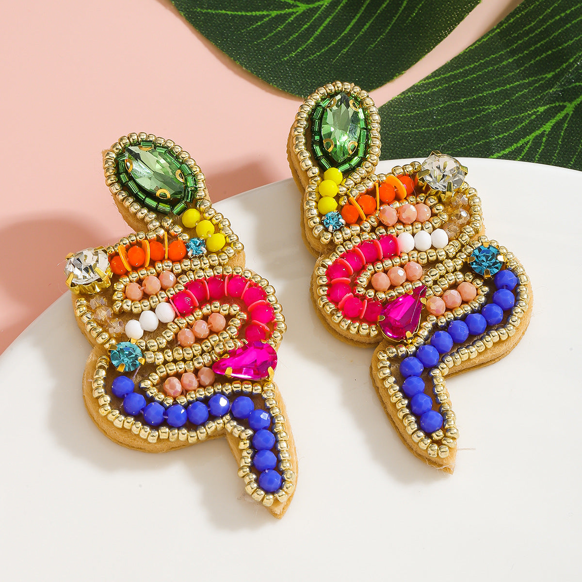 Wholesale snake-shaped hand-woven personalized colorful pearl earrings