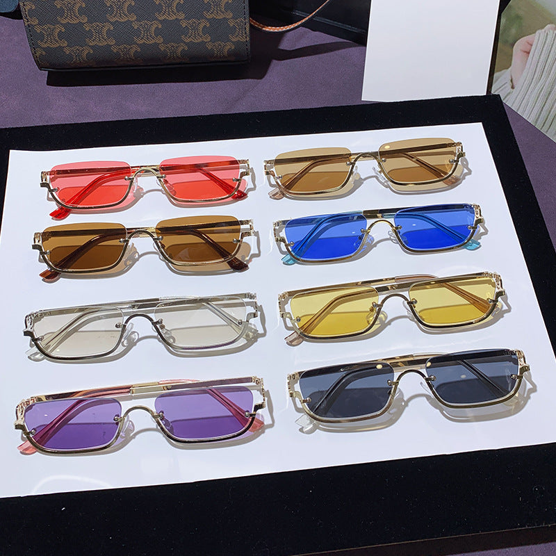 Wholesale Metal Ocean Lens Small Square Sunglasses