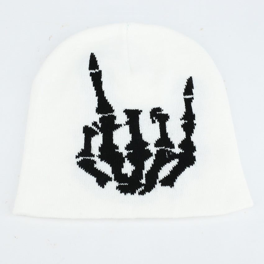 Wholesale Graffiti Knit Hat Autumn Winter Warm Skull Gesture Beanie Hat