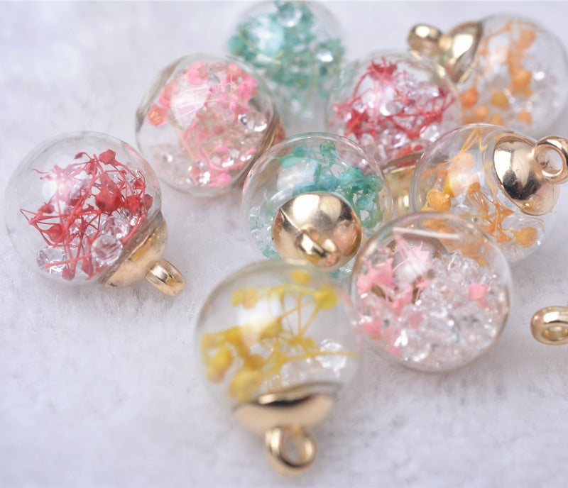 Wholesale 20pcs Alloy Glass Acrylic Small Ball Pendant DIY Handmade Jewelry Bulk Accessories Earring Accessories Key Case Pendant