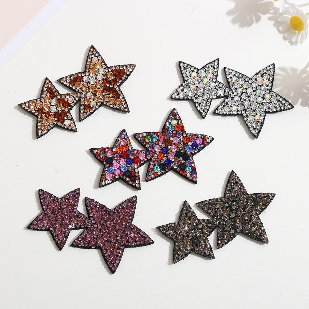 Wholesale 10pcs Full Diamond Pentagram Water Diamond Embroidery DIY Patches