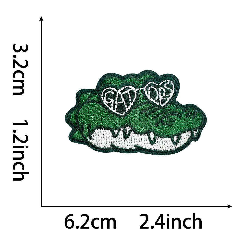 Wholesale Polyester Embroidered Cartoon Crocodile Patch DIY Iron On Applique For Shoes Hats Fashion Accessory