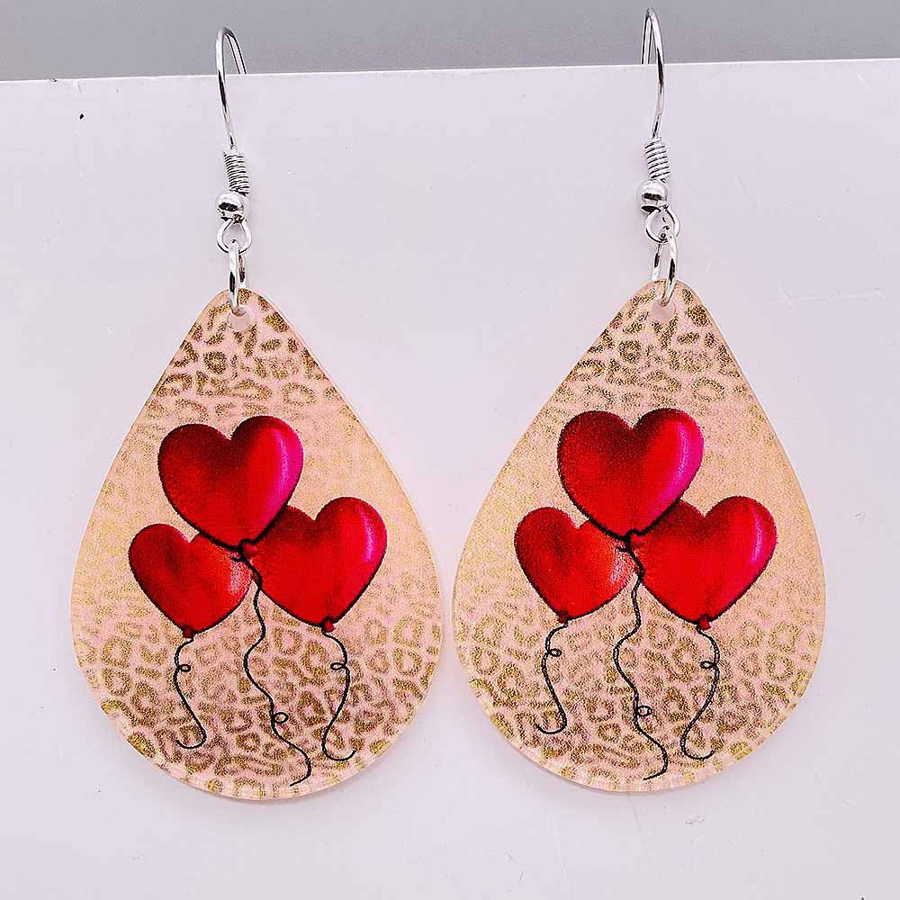 Wholesale Valentine's Day West Highland Cow Rainbow Acrylic Pink Envelope Love Balloon Earrings