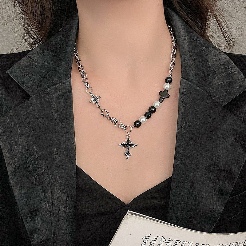 Wholesale Vintage Dark Cross Bead Necklace
