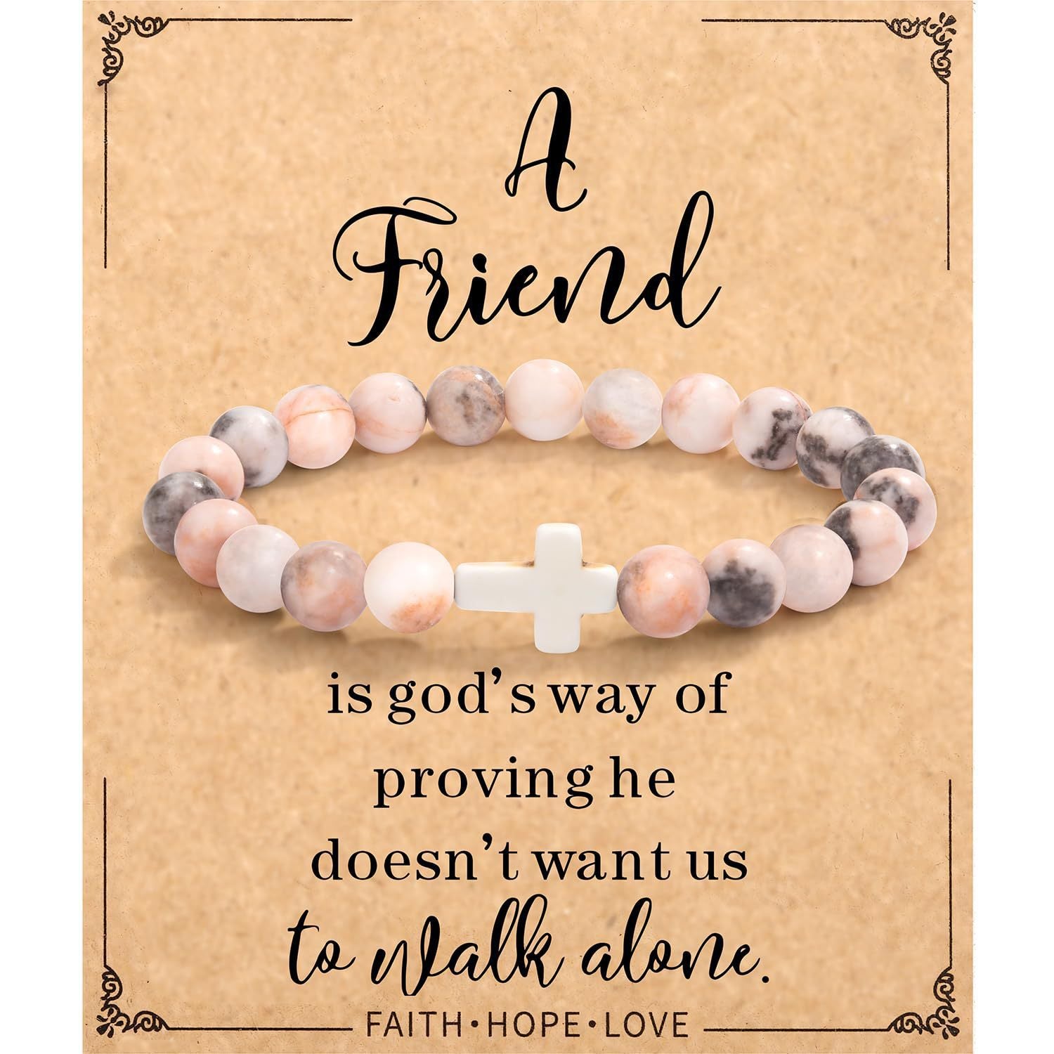 Wholesale Pink Zebra Stripe Amethyst Cross Bracelet