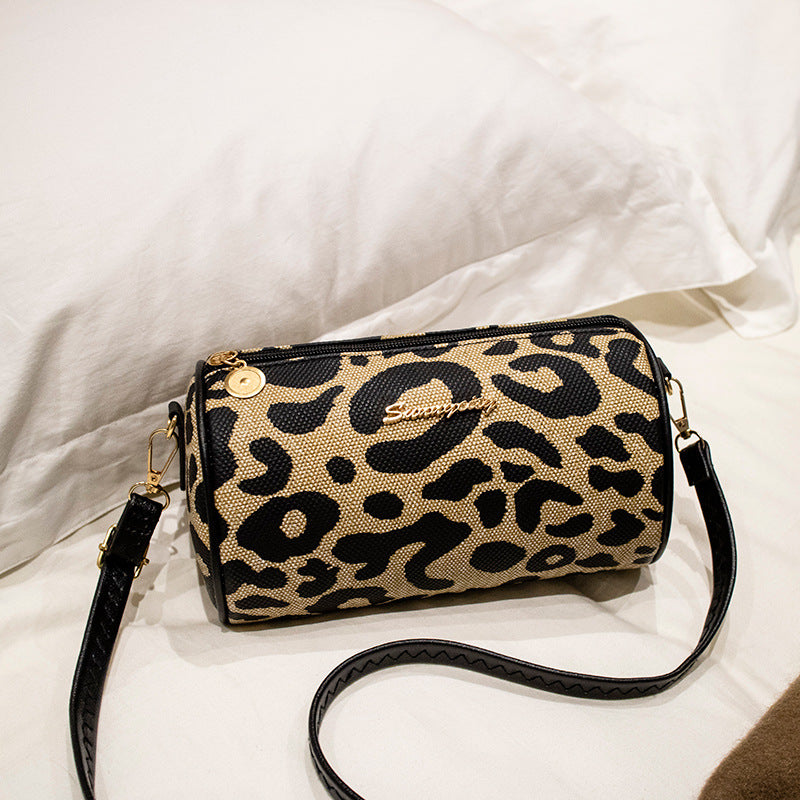 Wholesale PU Leopard Print Cylinder Bag