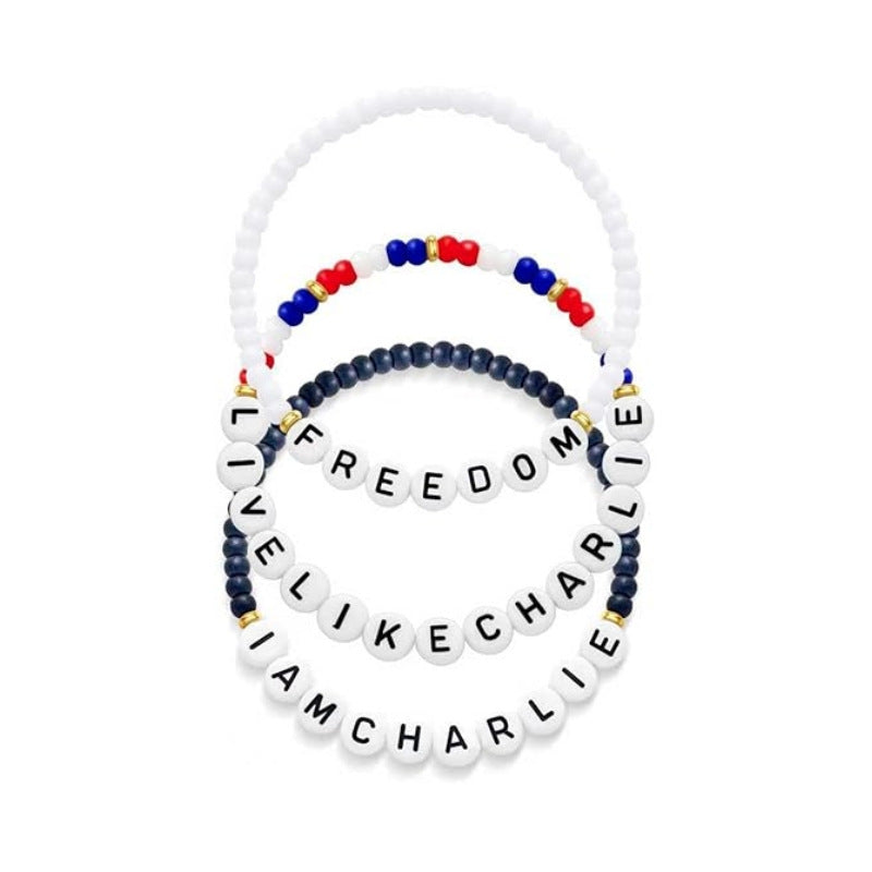 Wholesale Independence Day Shield Flag Soft Ceramic Letter Bracelet