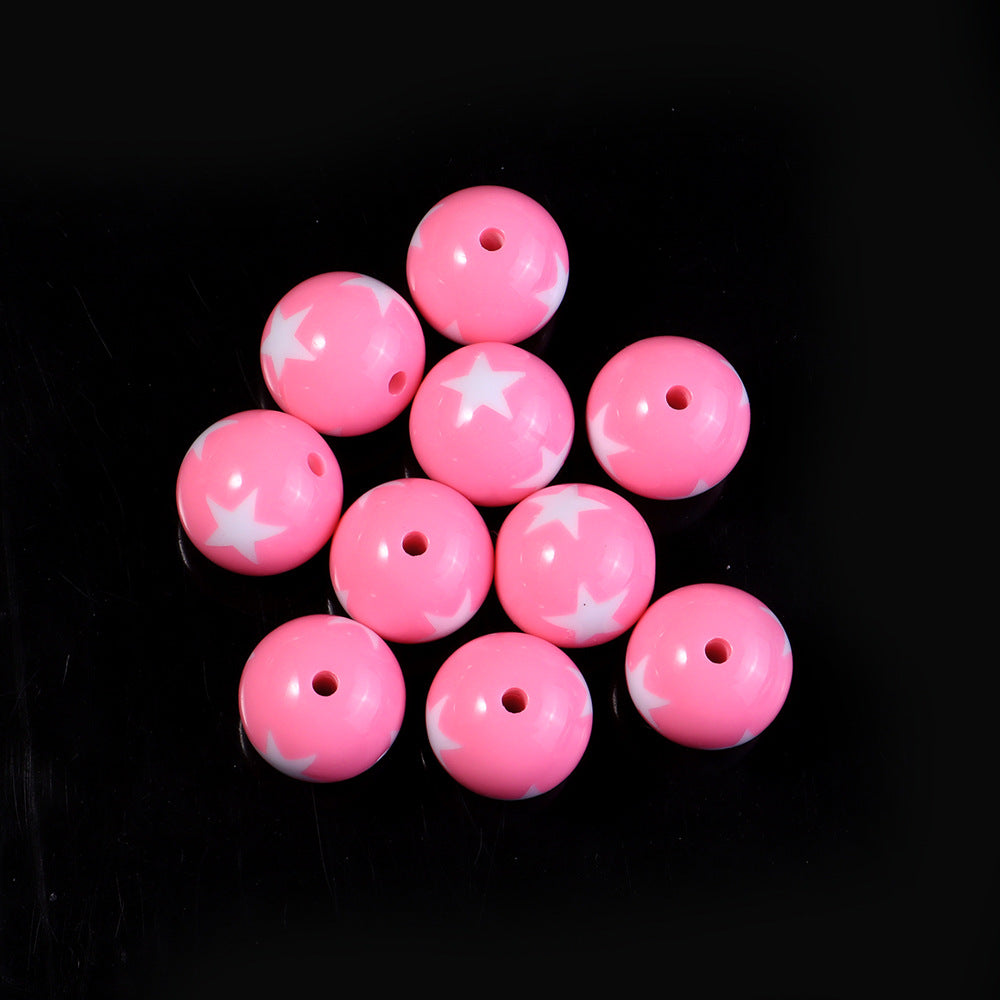 Wholesale 20pcs Painted double-sided heart-shaped pentagram Acrylic Beads