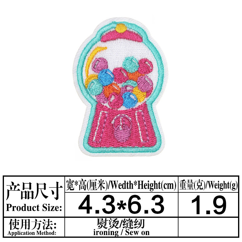 Wholesale Cloth Stickers French Fries Vase Computer Embroidery Stickers Skates Patch Stickers Garment Bag Decorative Appliques