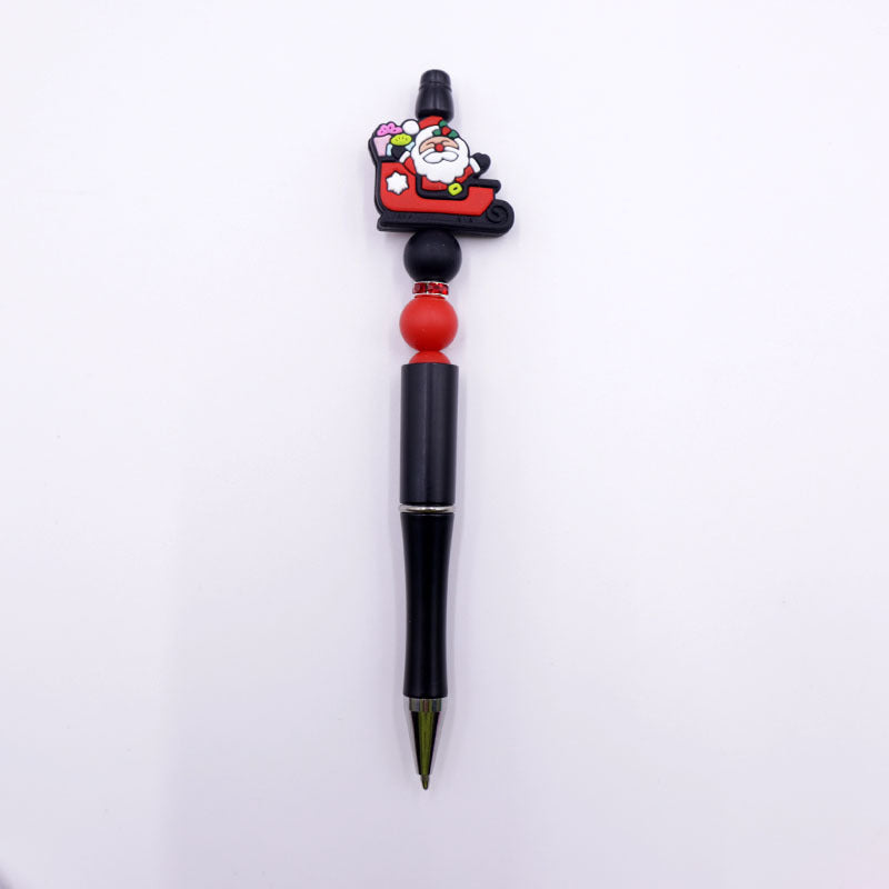 Wholesale Cartoon Christmas Tree Handmade Silicone Bead Pen Plastic Ball Point Pen