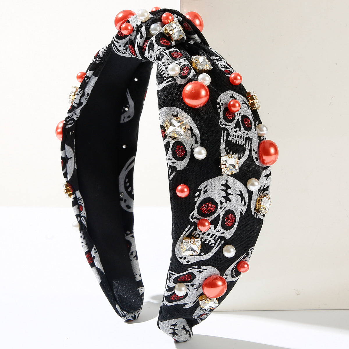 Wholesale Halloween Spider Web Skull Headpin Beaded Diamond Headband
