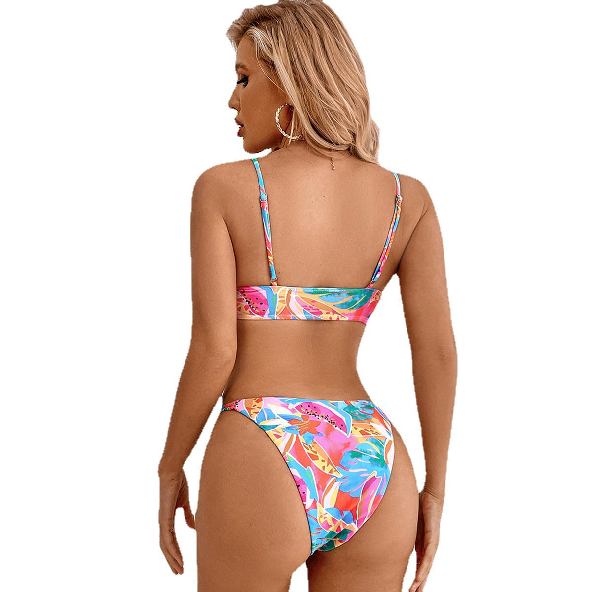 Wholesale Color Split Open Back Push Up Swimwear