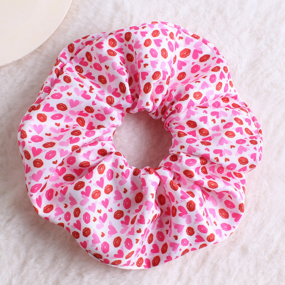 Wholesale Valentine' s Day  Floral Large Intestine Fabric Hair Scrunchies