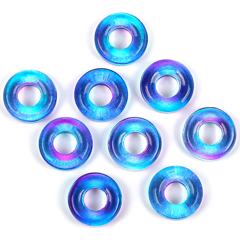 Wholesale 50pcs 10mm Glass Colorful Circle Large Hole Beads Glass Beads Spacer Beads Spacer