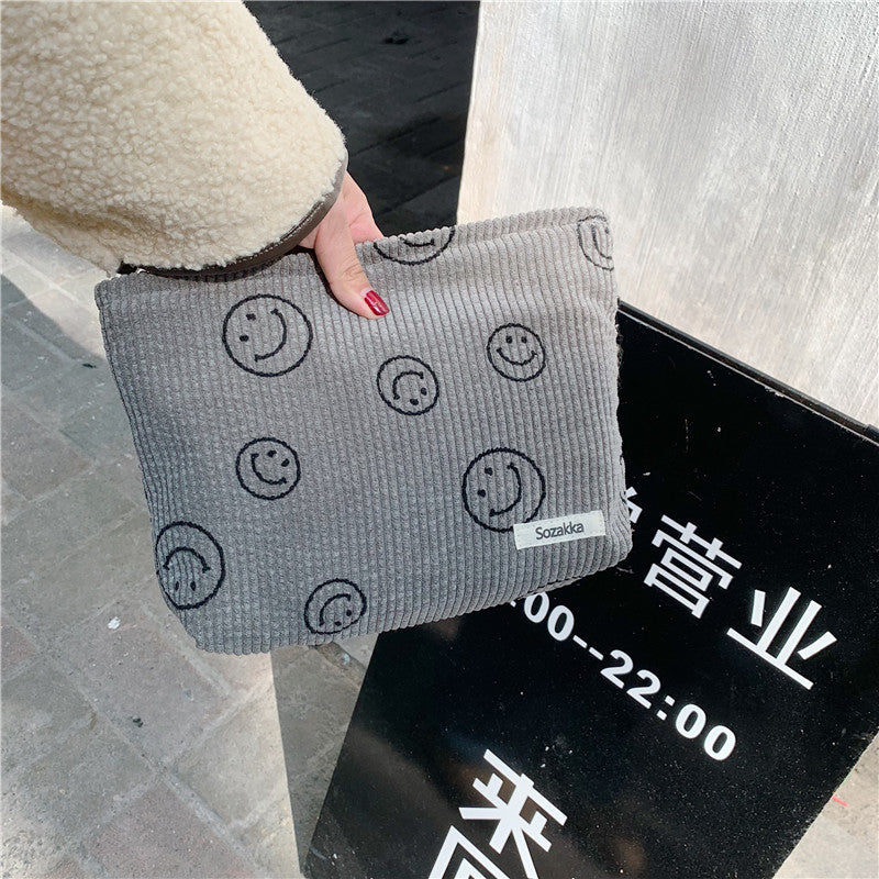 Wholesale Corduroy Smiley Face and Polka Dot Makeup Bags