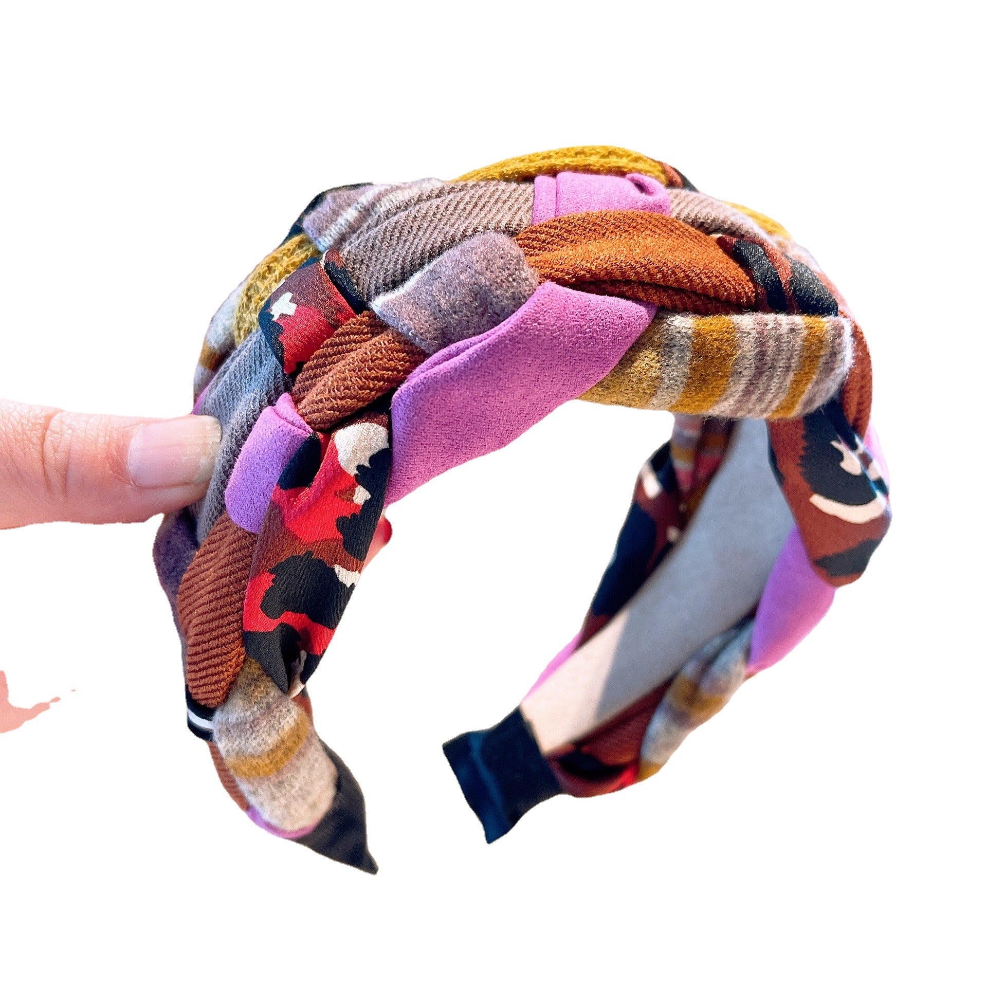 Wholesale Winter Hand-woven Contrasting Color Wide-brimmed Headbands