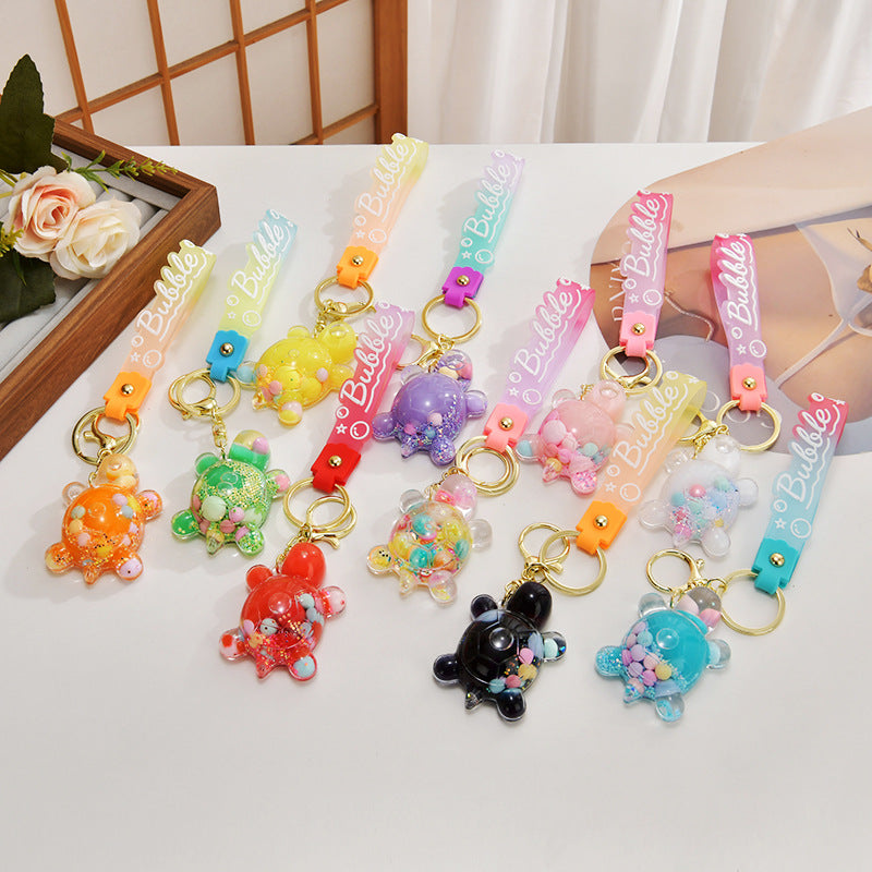 Wholesale Acrylic flowing sand turtle keychain