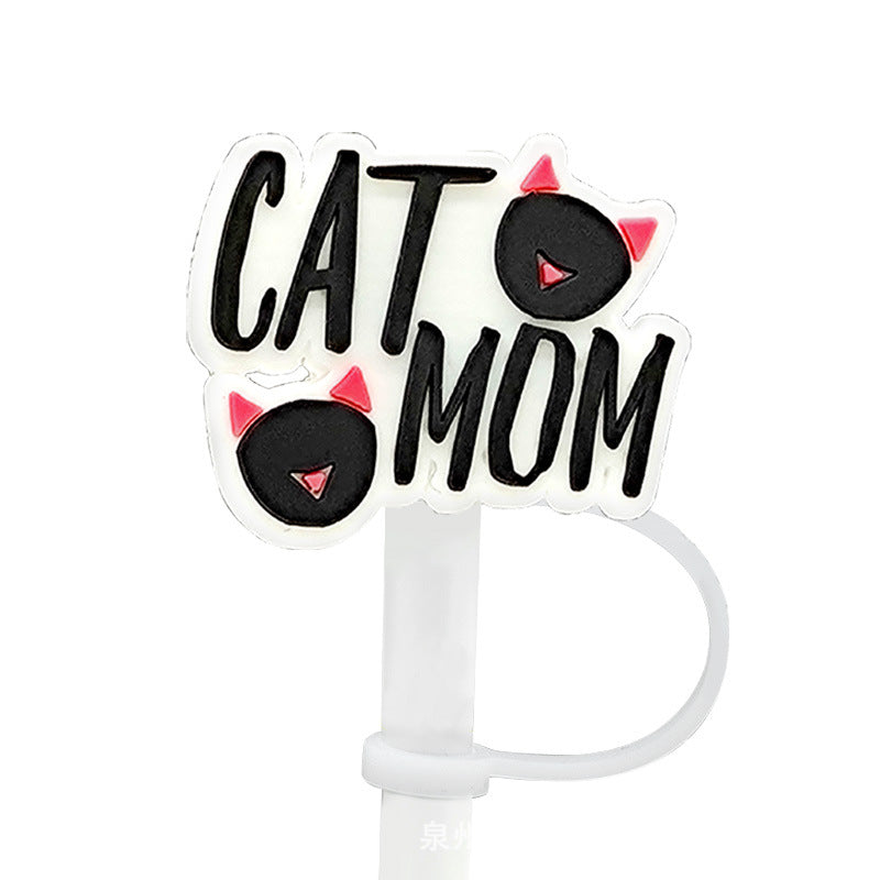 Wholesale 10pcs Animal Cat Cartoon Straw Cap Silicone Dust Plug
