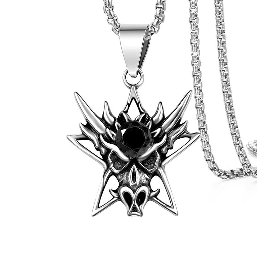 Wholesale Men's dragon head red diamond pendant necklace