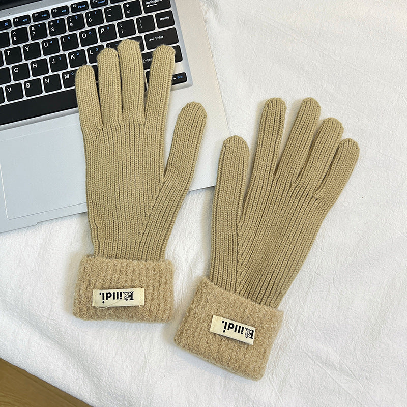 Wholesale Winter Thickened Warm Lambswool Knitted Splicing Gloves