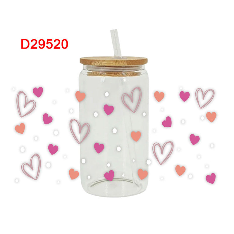 Wholesale Sweet Heart Valentine' s Day 16oz Cup UV DTF Wraps