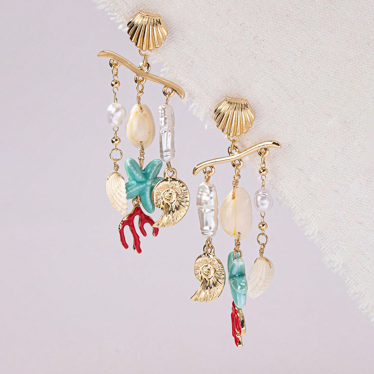 Wholesale Beach-style starfish and Shell Earrings