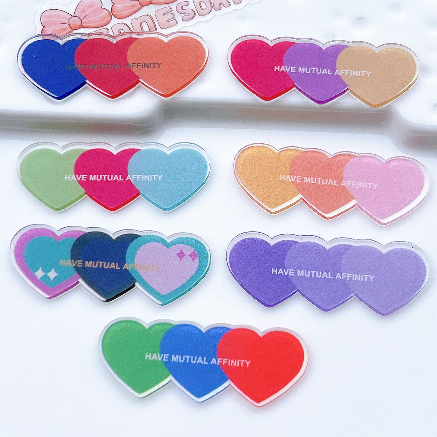 Wholesale 5pcs Acrylic Three Hearts Accessories FlatBack