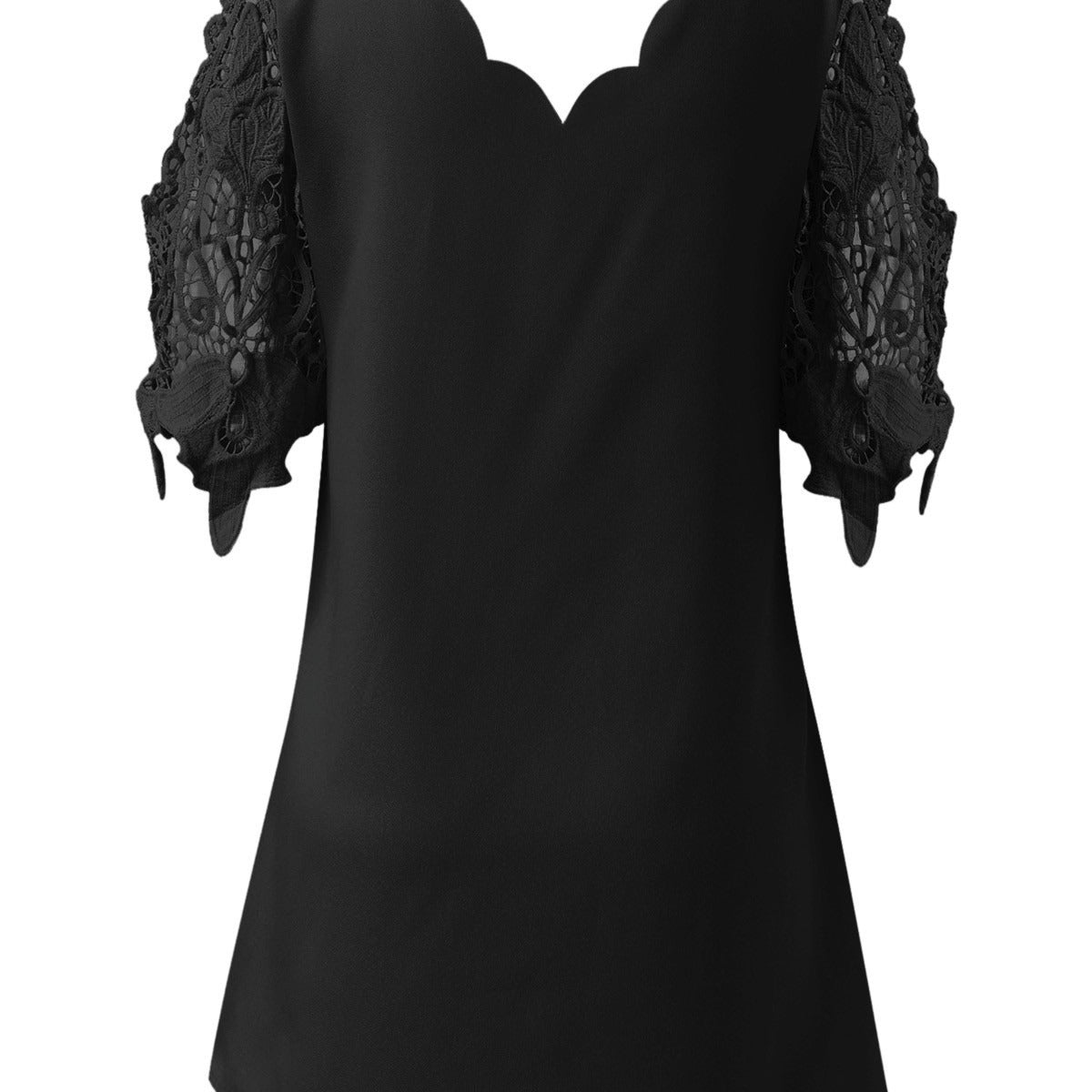 Wholesale Polyester Lace Lace Patchwork Half Sleeved Open Arm Loose V-neck A-line Dress Short Skirt