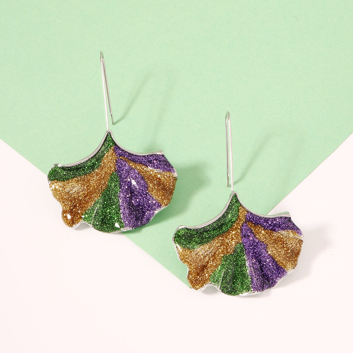 Wholesale Carnival Leaf  Mardi Gras Earrings