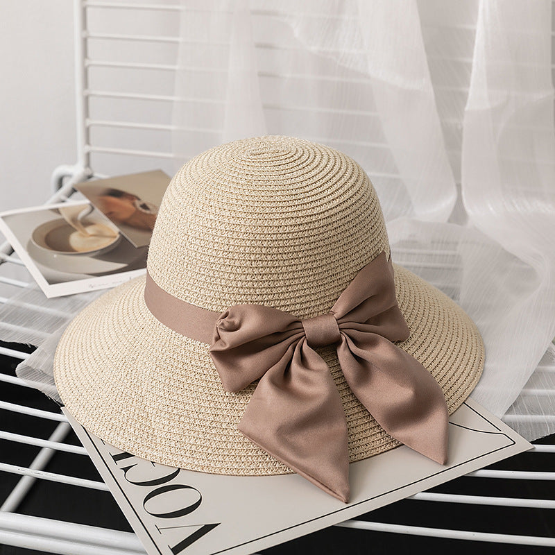 Wholesale Bow Scarf Straw Hat Sunshade Fisherman's Hat