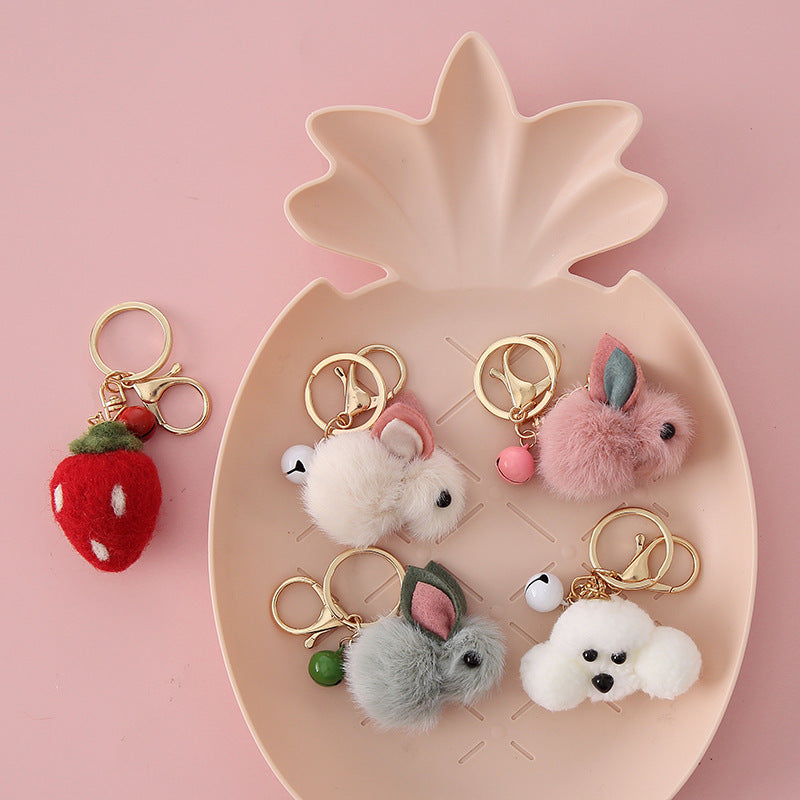 Wholesale Cute Cartoon Teddy Wool Felt Keychain