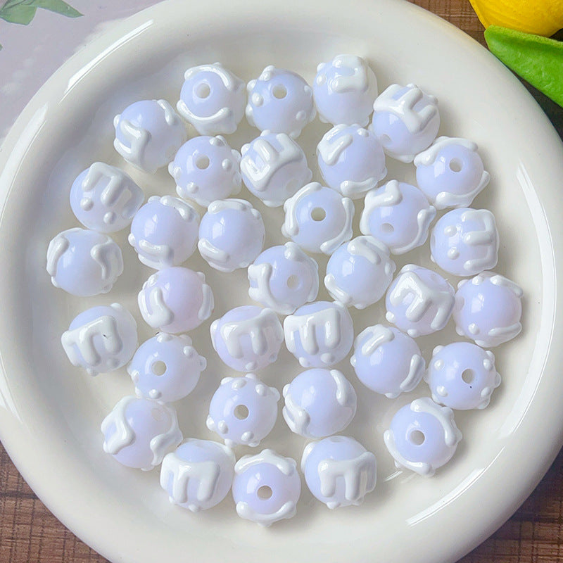 Wholesale 10pcs/pack Cream acrylic through-hole loose beads