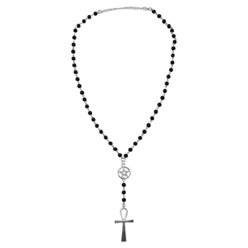 Wholesale Vintage Dark Cross Bead Necklace
