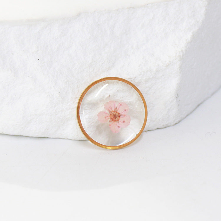 Wholesale 10pcs Round Dried Flower Gold and Silver Colorful Small Flower Stainless Steel Bracelet