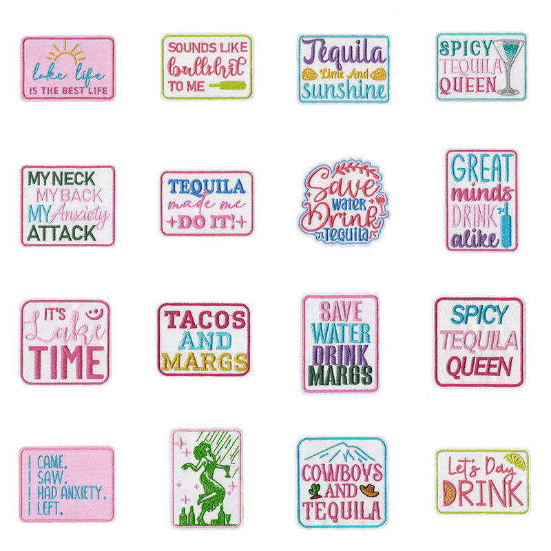 Wholesale Embroidered patch shoes,  hats and bags accessories original cartoon English letter adhesive patch