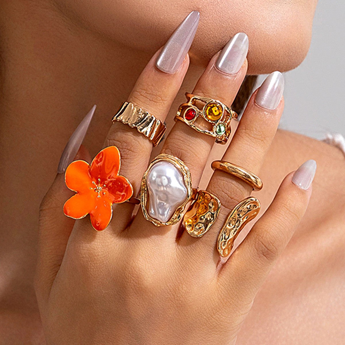 Wholesale Vintage Baroque Pearl Ring Set