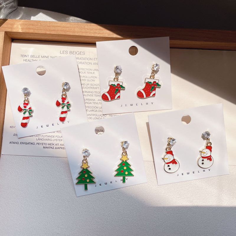 Wholesale Santa Claus Elk Wreath with Diamond Resin Earrings