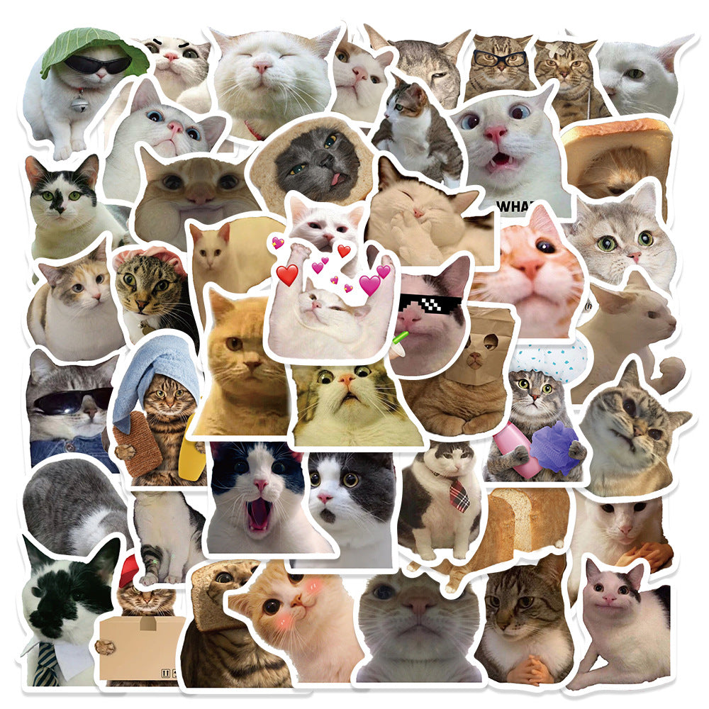 Wholesale 50pcs cartoon funny cat Waterproof Vinyl Stickers