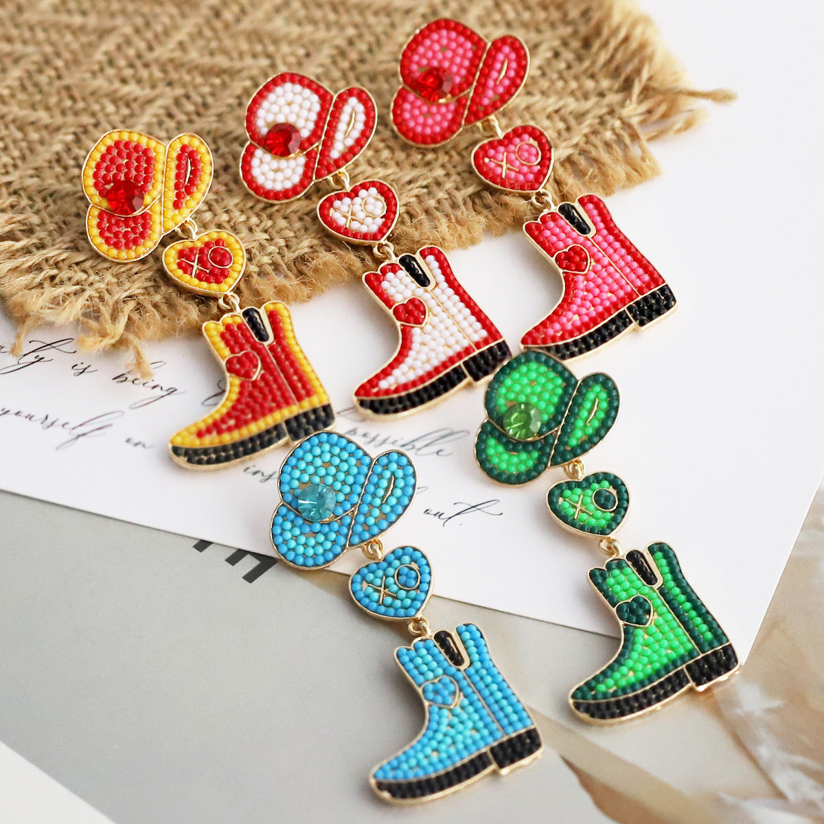 Wholesale Western Cowboy Hats Boots Heart shaped Earrings
