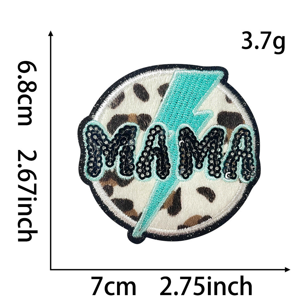 Wholesale Leopard Print MAMA Iron On Embroidered Patch DIY Fashion Accessory For Hats Bags Clothing Gift Boutique