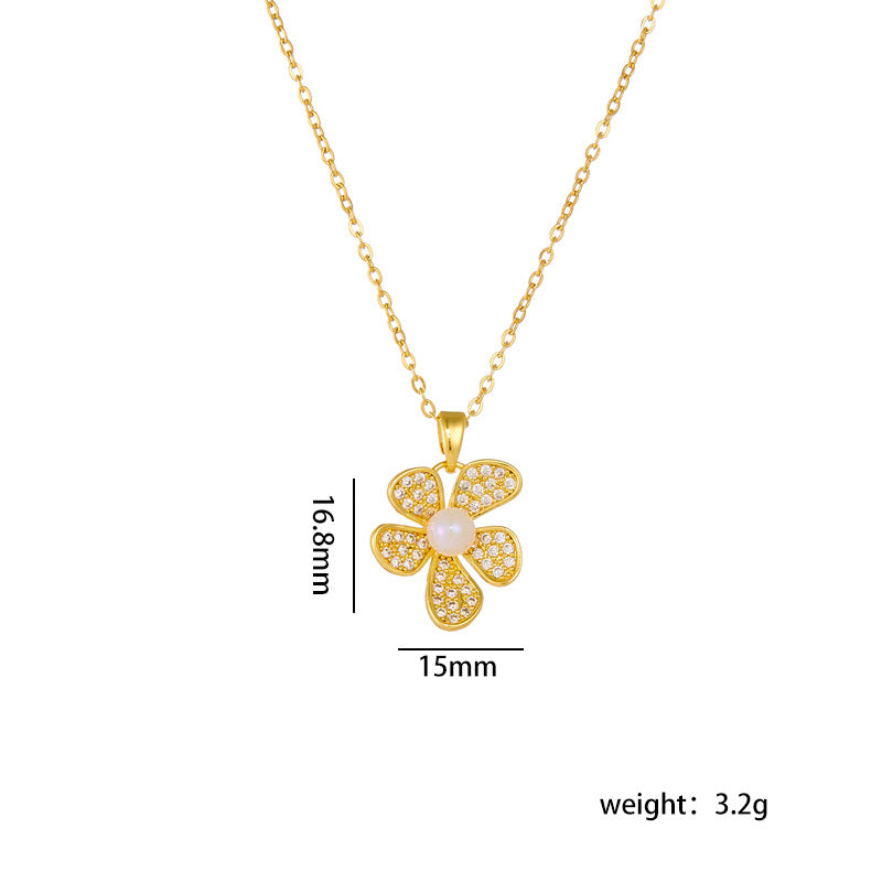 Wholesale women' s flower pendant niche design clavicle chain