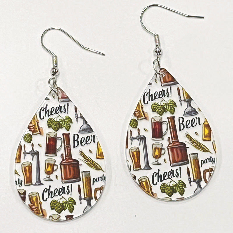 Wholesale Retro Fun Cute Ice Beer Transparent Water Drop Earrings