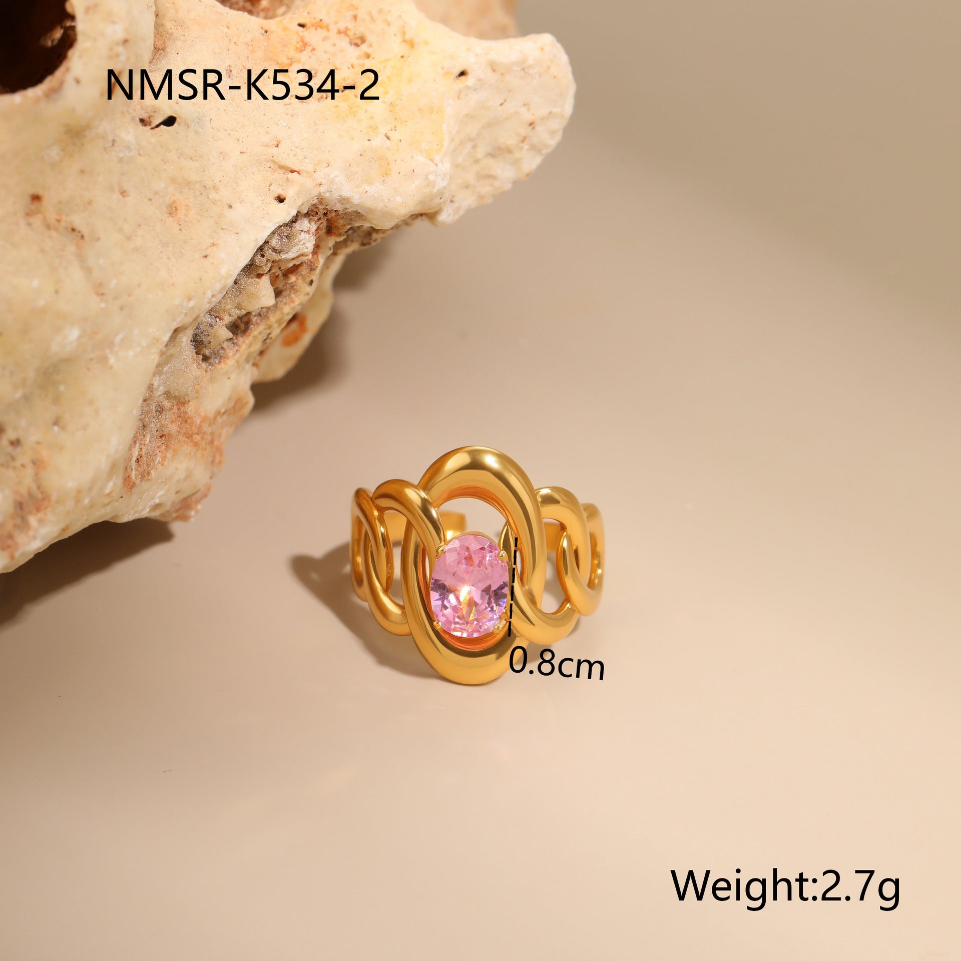 Wholesale Pink zircon Stainless Steel Rings