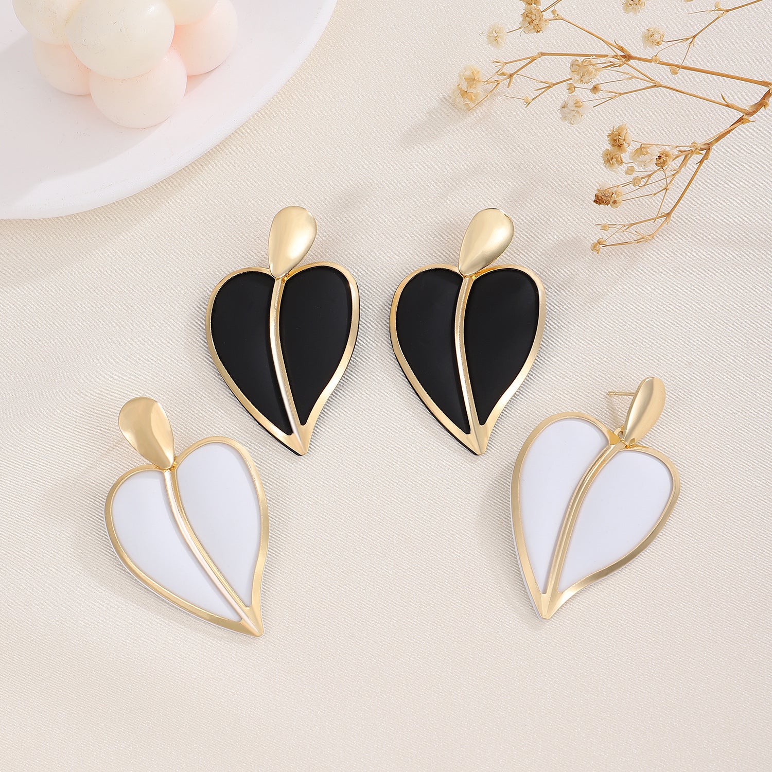 Wholesale Colorful Spray Painting Love Droplet Double Layer Alloy Earrings